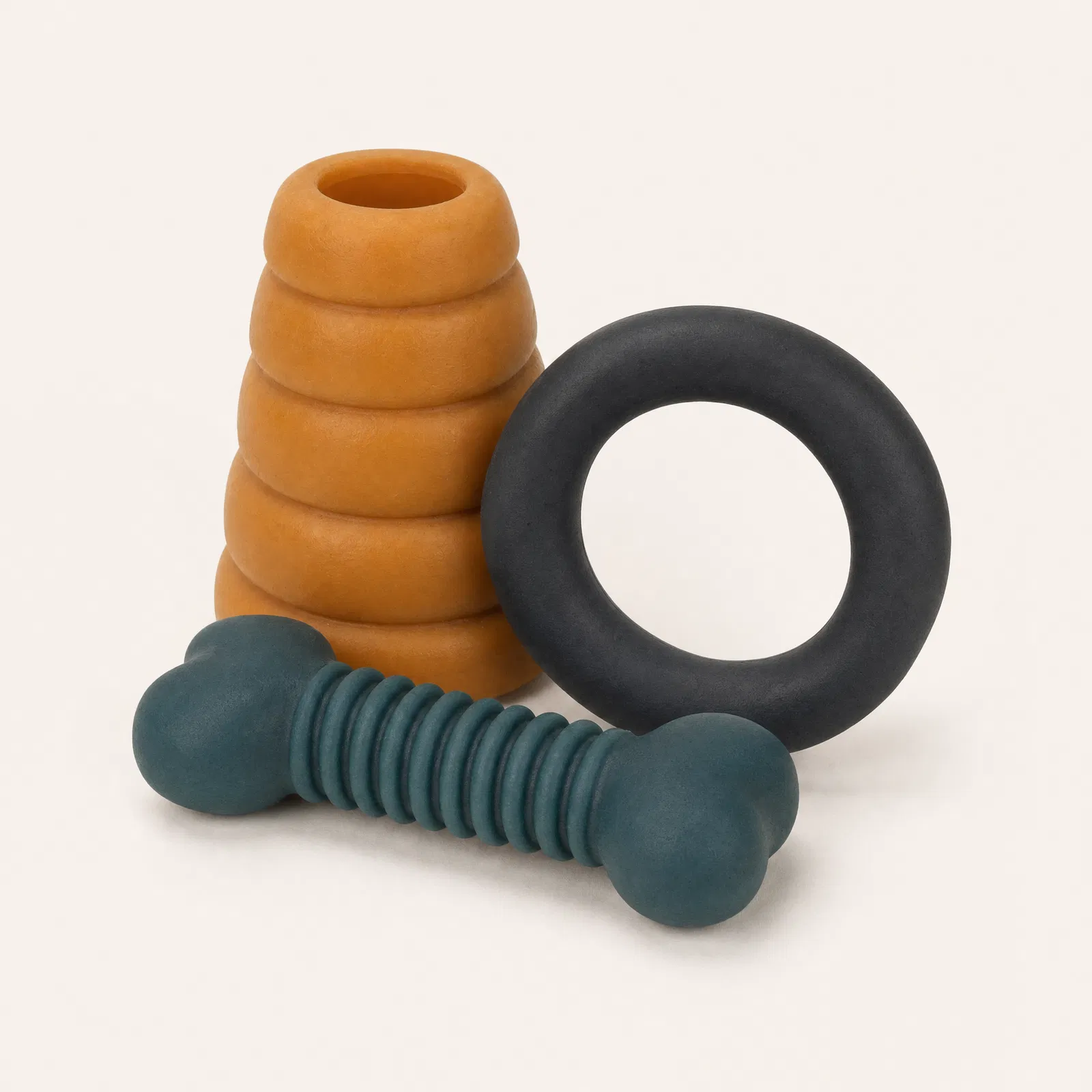 Tumble natural rubber dog chew set